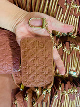 Load image into Gallery viewer, Monogram Leather Keychain Wallet, BROWN/GOLD