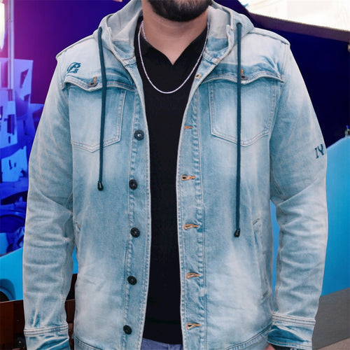 Trailblaze Denim Hoodie Jacket, Stone Wash