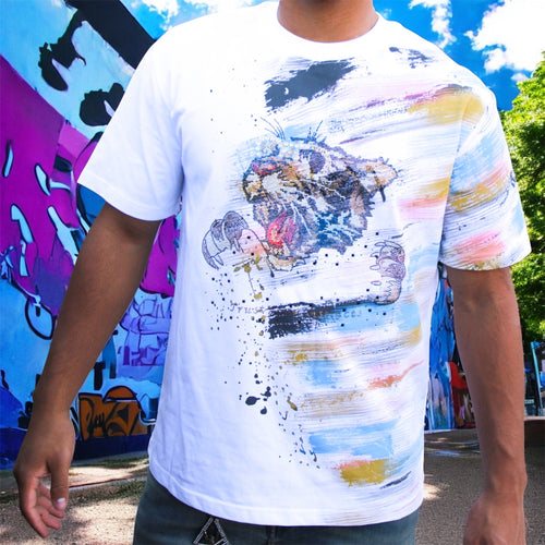 Tiger Instinct Rhinestone Tee, White