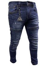 Load image into Gallery viewer, Men&#39;s Blue Flame 3D Skinny Jeans