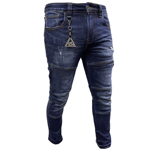 Men's Blue Flame 3D Skinny Jeans