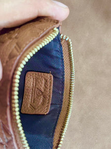 Monogram Leather Keychain Wallet, BROWN/GOLD
