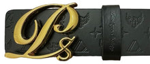 Load image into Gallery viewer, Monogram Leather HC Belt Gold Buckle, Black