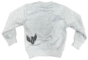 Kid's 30k Stitch Wool Crewneck Sweater, Grey