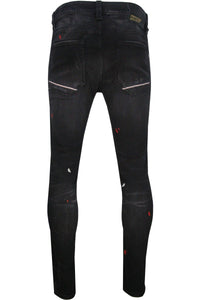 Men's Black Drip Embroidered Jean