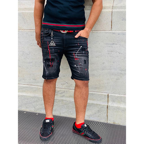 Men's Optic Black Drip Jean Shorts