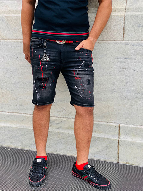 Men's Optic Black Denim Shorts