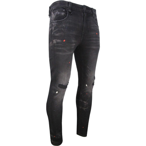 Men's Black Drip Embroidered Jean