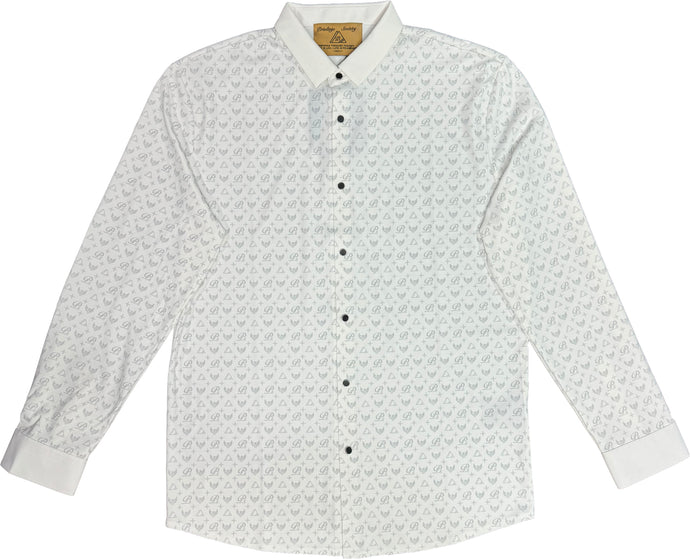 Monogram Button Up, White