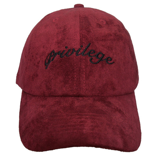 Suede Dad Hat Script Burgundy  / Black Burgundy O/S