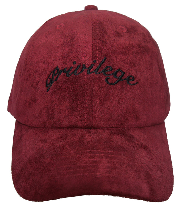 Suede Dad Hat Script Burgundy  / Black Burgundy O/S