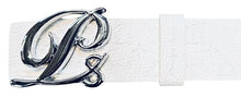 Load image into Gallery viewer, Monogram Leather HC Belt Silver Buckle, Black