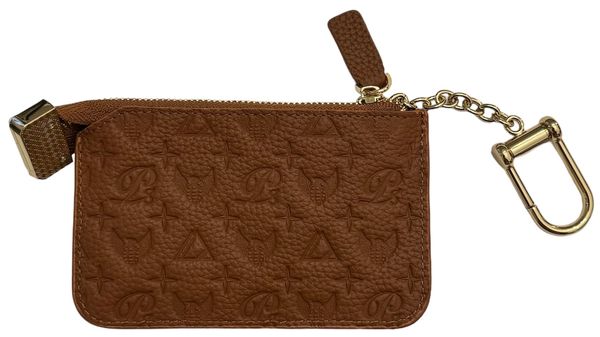 Monogram Leather Keychain Wallet, BROWN/GOLD