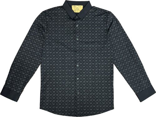 Monogram Button Up, Black