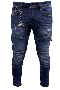 Men's Blue Flame 3D Skinny Jeans